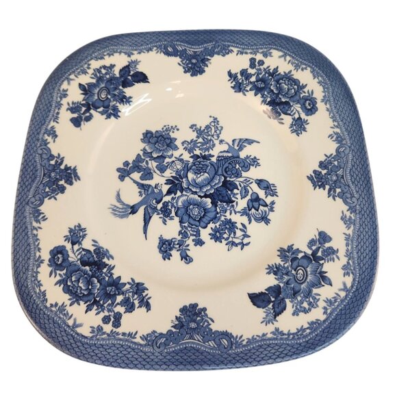 Johnson Bros England Asiatic Pheasants Blue Floral Square Dinner Plate 10.5"x10. - Picture 1 of 6
